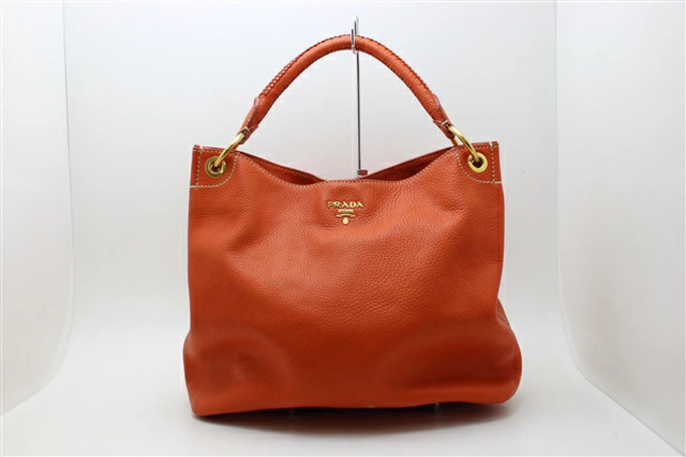 Prada bag shoulder embossed leather orange